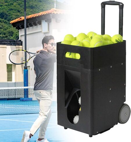 Portable Tennis Ball Machine with Adjustable Pull Rod, Dual-Mode Remote & App Control, Perfect for Solo Training, Boost Your Skills Effortlessly in Saudi Arabia