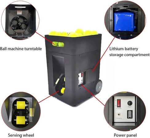 Portable Tennis Ball Machine with Adjustable Pull Rod, Dual-Mode Remote & App Control, Perfect for Solo Training, Boost Your Skills Effortlessly in Saudi Arabia