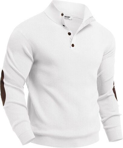 COOFANDY Mens Quarter Button Sweater Mock Neck Knit Pullover Sweaters Casual Fall Fashion Henley Sweater in Saudi Arabia