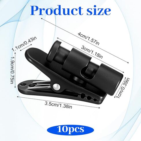 10pcs Headset Cord Clips, Headphone Clip, Black Headphone Cable Clip, Lapel Mic Clip, Earphone Clips, Fixed Cable on The Clothes Fit 2-4mm Headphones Wire, Black in Saudi Arabia