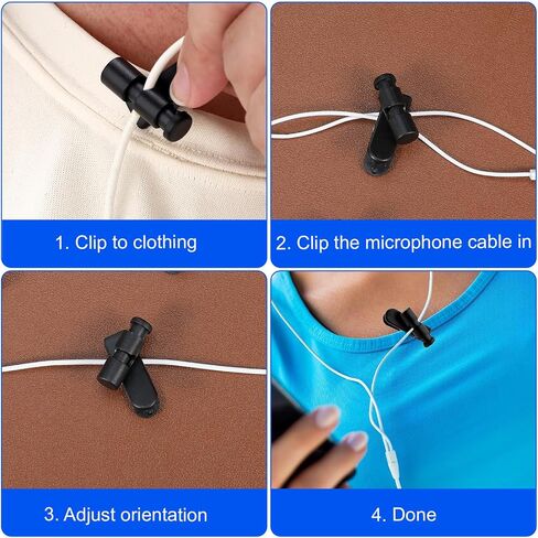 10pcs Headset Cord Clips, Headphone Clip, Black Headphone Cable Clip, Lapel Mic Clip, Earphone Clips, Fixed Cable on The Clothes Fit 2-4mm Headphones Wire, Black in Saudi Arabia