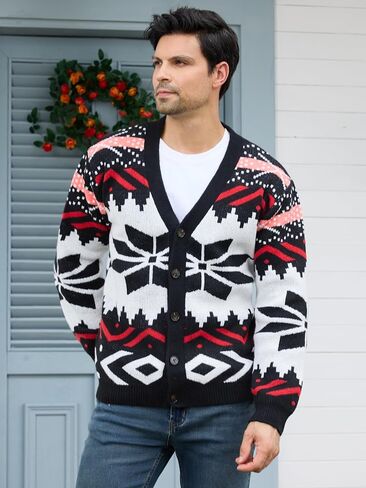 PLEPAN Men's Skeleton Cardigan Sweaters Button Down Unisex Knitted Sweater Outwear in Saudi Arabia