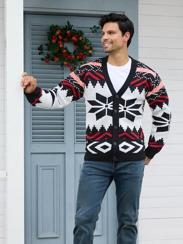 PLEPAN Men's Skeleton Cardigan Sweaters Button Down Unisex Knitted Sweater Outwear in Saudi Arabia