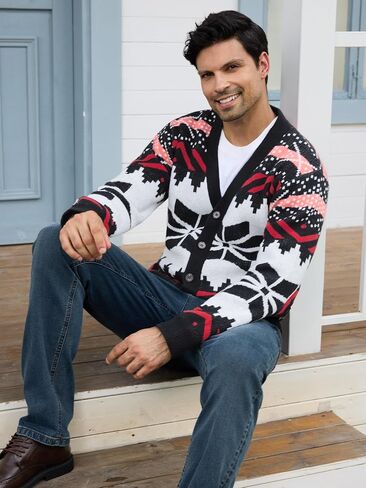 PLEPAN Men's Skeleton Cardigan Sweaters Button Down Unisex Knitted Sweater Outwear in Saudi Arabia