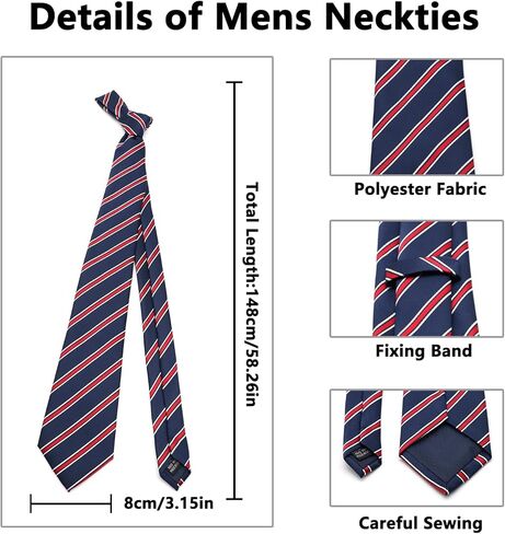 Striped Neck Ties for Men, 3.15" Plaid Mens Tie Classic Neckties for Business Graduation Party Wedding in Kuwait