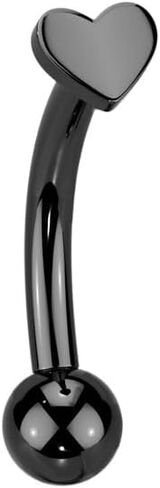 Pierced Owl 16GA ASTM F-136 Implant Grade Titanium Threadless Push-In Heart Top Eyebrow Curved Barbell in Saudi Arabia