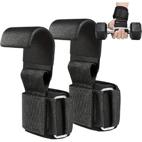 WRIST SUPPORT STRAPS - PREMIUM METAL LIFTING STEEL HOOKS IMPROVE GRIP FOR POWERLIFTING, BODYBUILDING, AND HEAVY TRAINING FOR MEN AND WOMEN in Kuwait