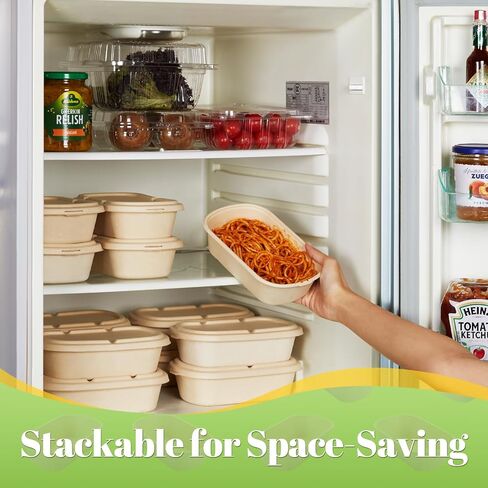 [100% Eco-Friendly] 34 oz Disposable Food Containers with Lids – Sugarcane Pulp Take Out Containers, Biodegradable Lunch Box, Compostable and Microwave Safe To-Go Boxes for Meal Prep – Pack of 50 in Saudi Arabia