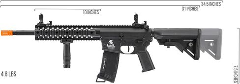 مسدس Lancer التكتيكي Gen 3 10 بوصة M4 Evo RIS نايلون بوليمر Airsoft AEG مع مشغل سريع قابل للبرمجة وMosfet in Kuwait