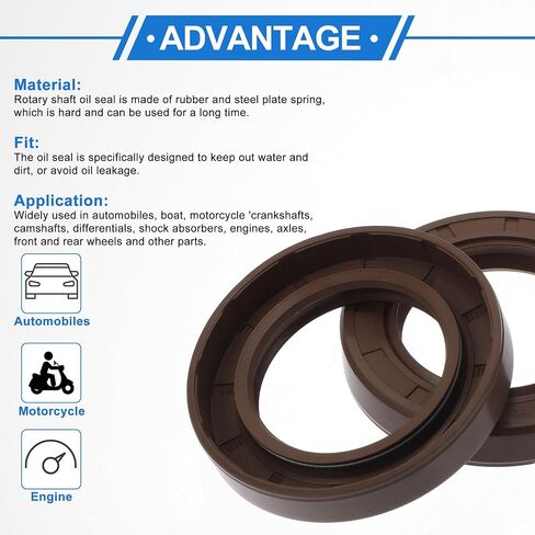 Universal Oil Seal TC Double Lip W Steel Spring Seal Ring Rotary Shaft Seal 40x55x7mm High Pressure FKM Rubber Brown 2 Pcs in Saudi Arabia