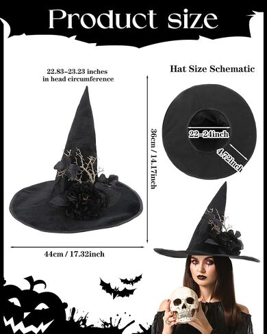 Witches Hat Women Adult - Halloween Costume Witch Hats with Removable Crown Woodland Renaissance Accessories in Kuwait