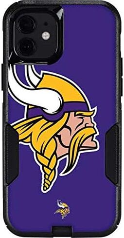 غلاف هاتف من Skinit متوافق مع حافظة OtterBox Commuter لهاتف iPhone 12 - تصميم شعار NFL Minnesota Vikings Retro مرخص رسميًا in Saudi Arabia