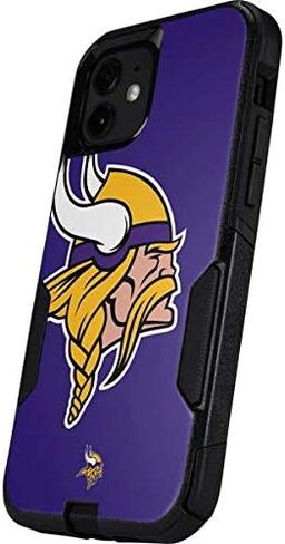 غلاف هاتف من Skinit متوافق مع حافظة OtterBox Commuter لهاتف iPhone 12 - تصميم شعار NFL Minnesota Vikings Retro مرخص رسميًا in Saudi Arabia