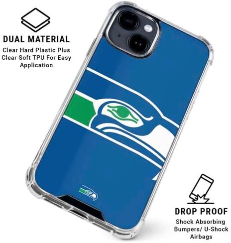 Skinit Clear Phone Case Compatible with iPhone 15 - Officially Licensed NFL Seattle Seahawks Retro Logo Design in Saudi Arabia