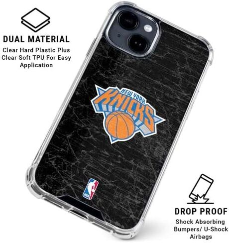 Skinit Clear Phone Case Compatible with iPhone 15 Plus - Officially Licensed NBA New York Knicks Black Secondary Logo Design in Saudi Arabia