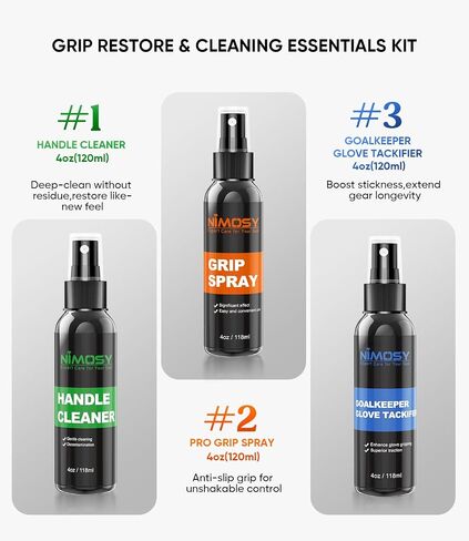 Pro Sport Grip Care Kit -Includes Grip Cleaner, Grip Spray and Goalkeeper Glove Tackfier, Grip Restore and Cleaner for Golf Football Shoes Baseball Tennis Pickleball Volleyball, Gifts for men in Saudi Arabia