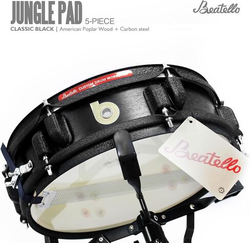 مجموعة طبول صغيرة الحجم من Jungle Pad - مجموعة طبول محمولة للسفر مكونة من 5 قطع مزودة بأجهزة خفيفة الوزن، ورنين أصيل، ورؤوس طبلة أحادية الجانب، مثالية لطبول الشوارع، والمراحل الصغيرة والتمرين in Kuwait