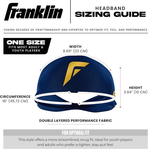 Franklin Sports Baseball + عصابة رأس الكرة اللينة - تمرين + عصابات رأس رياضية للرجال + نساء - عرق الفتل للتشغيل + التمرين - حجم واحد يناسب أكثر - الفانيليا/الذهب in Kuwait