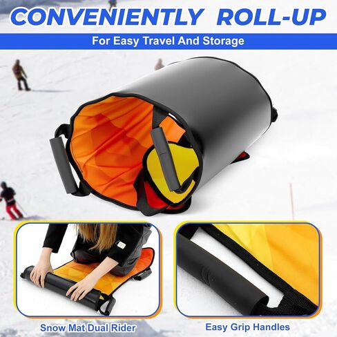 Soulchen 2 Pack Snow Sled for Adults Lightweight Portable Foam Toboggan Winter Snow Sled, Durable Sturdy Fabric Stitching, Handles with Steering, 45" in Saudi Arabia