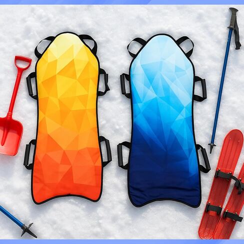 Soulchen 2 Pack Snow Sled for Adults Lightweight Portable Foam Toboggan Winter Snow Sled, Durable Sturdy Fabric Stitching, Handles with Steering, 45" in Saudi Arabia