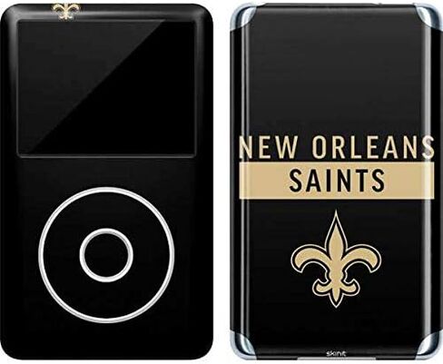 ملصق Skinit لمشغل MP3 متوافق مع iPod Classic (الجيل السادس) 80 جيجابايت - تصميم سلسلة الأداء NFL New Orleans Saints Black المرخص رسميًا in Saudi Arabia