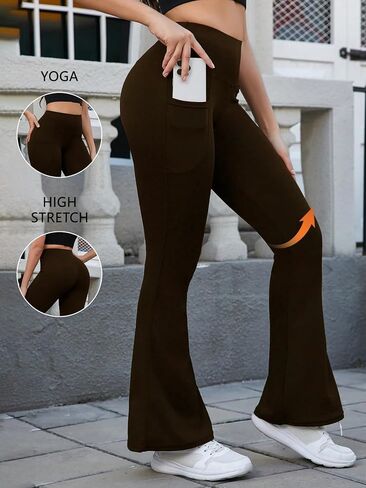 Women's Yoga Pants Flare Bootcut Leggings High Waisted with Pockets in Saudi Arabia
