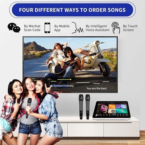 2023 New Karaoke Machine,15.6 Inch Touch Screen Phone App Control Free Cloud Download Songs All in One Karaoke System with Mic, KTV Singing Chinese Karaoke Player for Home Party,3T,White in Saudi Arabia