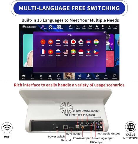 2023 New Karaoke Machine,15.6 Inch Touch Screen Phone App Control Free Cloud Download Songs All in One Karaoke System with Mic, KTV Singing Chinese Karaoke Player for Home Party,3T,White in Saudi Arabia