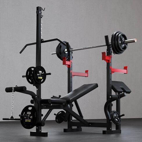 10 in 1 Olympic Weight Bench Set, 1000 LBS Heavy Duty Multi-Function Bench Press Set with with LAT Pulldown System And Decline Press, Full-Body Strength Training Equipment For Home Gym in Saudi Arabia