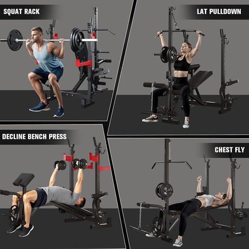 10 in 1 Olympic Weight Bench Set, 1000 LBS Heavy Duty Multi-Function Bench Press Set with with LAT Pulldown System And Decline Press, Full-Body Strength Training Equipment For Home Gym in Saudi Arabia