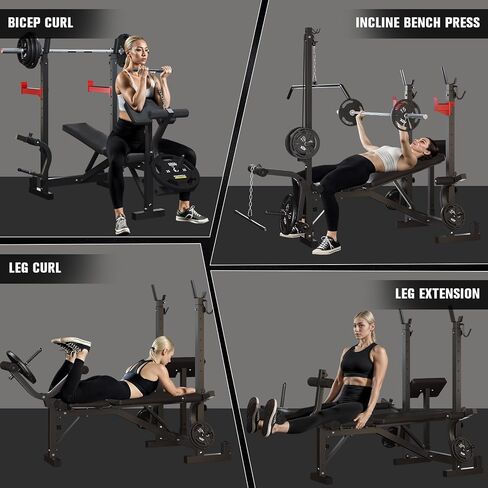 10 in 1 Olympic Weight Bench Set, 1000 LBS Heavy Duty Multi-Function Bench Press Set with with LAT Pulldown System And Decline Press, Full-Body Strength Training Equipment For Home Gym in Saudi Arabia