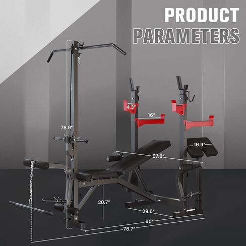 10 in 1 Olympic Weight Bench Set, 1000 LBS Heavy Duty Multi-Function Bench Press Set with with LAT Pulldown System And Decline Press, Full-Body Strength Training Equipment For Home Gym in Saudi Arabia