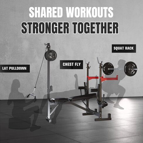 10 in 1 Olympic Weight Bench Set, 1000 LBS Heavy Duty Multi-Function Bench Press Set with with LAT Pulldown System And Decline Press, Full-Body Strength Training Equipment For Home Gym in Saudi Arabia