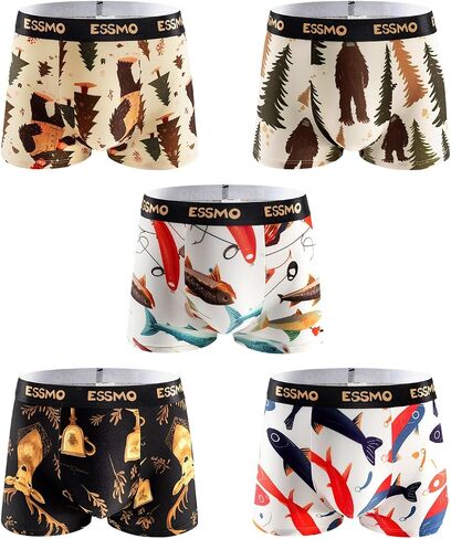 5 Pack Men's Boxer Briefs Soft Stretchy Breathable No Ride Up Comfortable Underwear for Daily Wear in Saudi Arabia