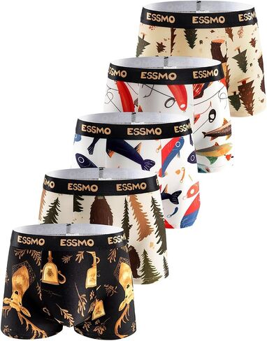 5 Pack Men's Boxer Briefs Soft Stretchy Breathable No Ride Up Comfortable Underwear for Daily Wear in Saudi Arabia