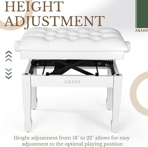 AKLOT Hydraulic Piano Bench, Keyboard Bench with Padded Cushion, Ajustbale Heavy Duty Piano Seat with High-Density Sponge, Piano Stool 23.22"X 15.75" Solid Wooden Piano Chair for Pianist（Black in Kuwait