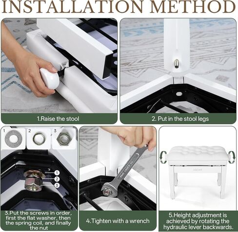 AKLOT Hydraulic Piano Bench, Keyboard Bench with Padded Cushion, Ajustbale Heavy Duty Piano Seat with High-Density Sponge, Piano Stool 23.22"X 15.75" Solid Wooden Piano Chair for Pianist（Black in Kuwait