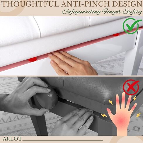 AKLOT Hydraulic Piano Bench, Keyboard Bench with Padded Cushion, Ajustbale Heavy Duty Piano Seat with High-Density Sponge, Piano Stool 23.22"X 15.75" Solid Wooden Piano Chair for Pianist（Black in Kuwait