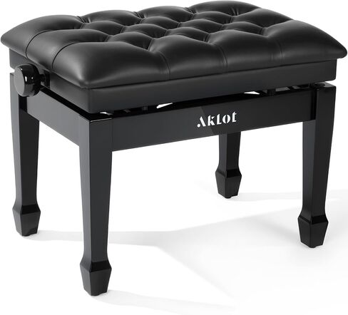 AKLOT Hydraulic Piano Bench, Keyboard Bench with Padded Cushion, Ajustbale Heavy Duty Piano Seat with High-Density Sponge, Piano Stool 23.22"X 15.75" Solid Wooden Piano Chair for Pianist（Black in Saudi Arabia