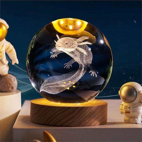 Crystal Ball Magic Decorative Warm Lamp with Wooden Base, Night Light, Can Be Used As A Birthday Gift(Shark,8cm) in Saudi Arabia