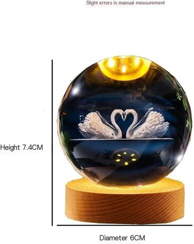 Crystal Ball Magic Decorative Warm Lamp with Wooden Base, Night Light, Can Be Used As A Birthday Gift(Shark,8cm) in Saudi Arabia