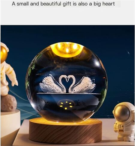 Crystal Ball Magic Decorative Warm Lamp with Wooden Base, Night Light, Can Be Used As A Birthday Gift(Shark,8cm) in Saudi Arabia