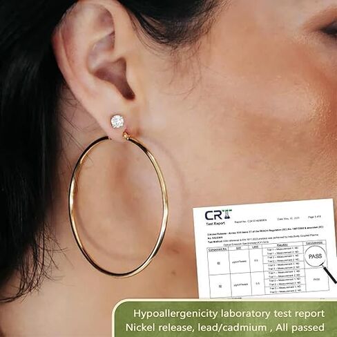 YOUNGYUE 925 Sterling Silver Hoop Earrings for Women Hypoallergenic Oversize 14K Gold Hoops Earrings for Women Thin Gold Plated Hoop earrings Lightweight Large Silver Hoop Earrings 30/40/50/60/70mm in Kuwait