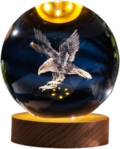 Crystal Ball Magic Decorative Warm Lamp with Wooden Base, Night Light, Can Be Used As A Birthday Gift(Shark,8cm) in Saudi Arabia
