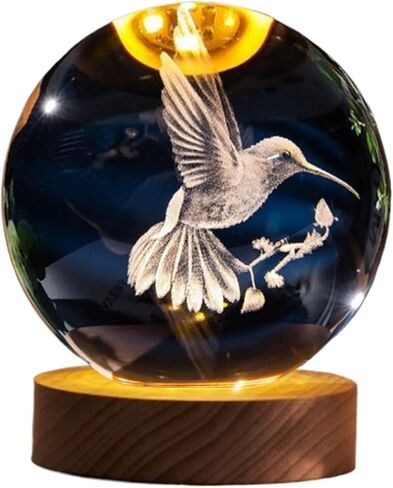 Crystal Ball Magic Decorative Warm Lamp with Wooden Base, Night Light, Can Be Used As A Birthday Gift(Shark,8cm) in Saudi Arabia