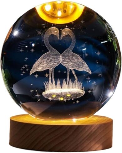 Crystal Ball Magic Decorative Warm Lamp with Wooden Base, Night Light, Can Be Used As A Birthday Gift(Shark,8cm) in Saudi Arabia