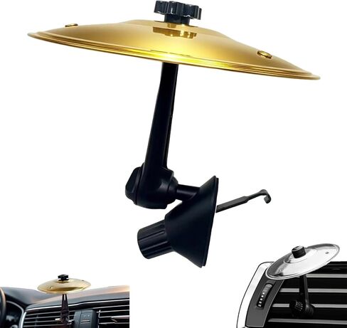 Car Cymbal Air Vent Crash Resistant Mini Drum - Dashboard Mounted Universal Cymbals for All Vehicles, Automotive Rhythm Accessory, Driving Fun Music Gadget Gift (Gold) in Kuwait