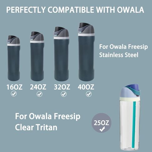 غطاء بديل لـ Owala Freesip - يناسب الزجاجات سعة 16 أونصة، 24 أونصة، 32 أونصة، غطاء مانع للتسرب، ملحق زجاجة مياه خالية من مادة BPA مع سدادتين بديلتين للحشية وحلقة إغلاق للزجاجة in Kuwait