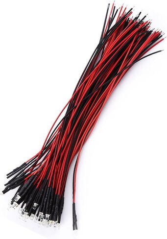 50pcs Pre Wired DC 9 to 12V 3 5 10mm Water Clear LED Diodes White Red Blue Green Light, Energy Saving Low Power Consumption, with 30° Beam Angle, for DIY Projects (Red Light) in Saudi Arabia