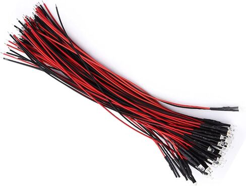 50pcs Pre Wired DC 9 to 12V 3 5 10mm Water Clear LED Diodes White Red Blue Green Light, Energy Saving Low Power Consumption, with 30° Beam Angle, for DIY Projects (Red Light) in Saudi Arabia